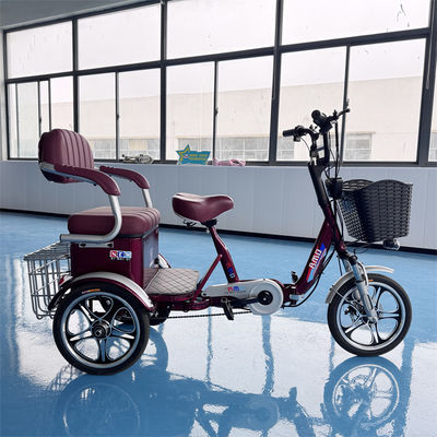 Buy Reddish Brown Convertible Electric Tricycle with Long Lasting Lithium Battery, Rear Spring Shock Absorption, and Front/Rear Storage Baskets online manufacture