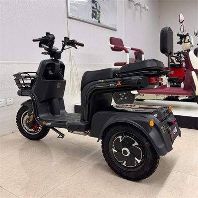comprar Triciclo eléctrico negro compacto de 2 asientos con doble motor de 500W y espacio de almacenamiento flexible online manufacture